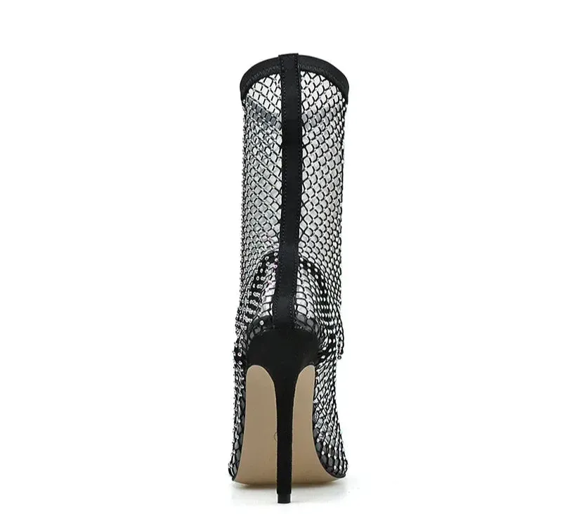 2025 Spring Crystal Mesh Pumps – Sexy High Heels, Pointed Toe Slip-On Party Shoes