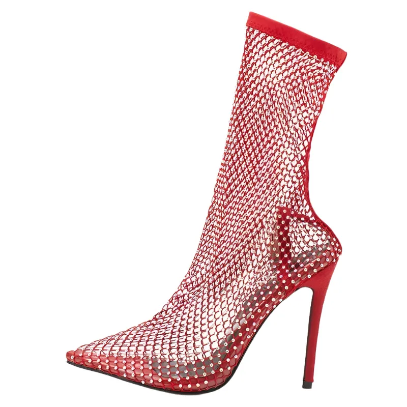 2025 Spring Crystal Mesh Pumps – Sexy High Heels, Pointed Toe Slip-On Party Shoes
