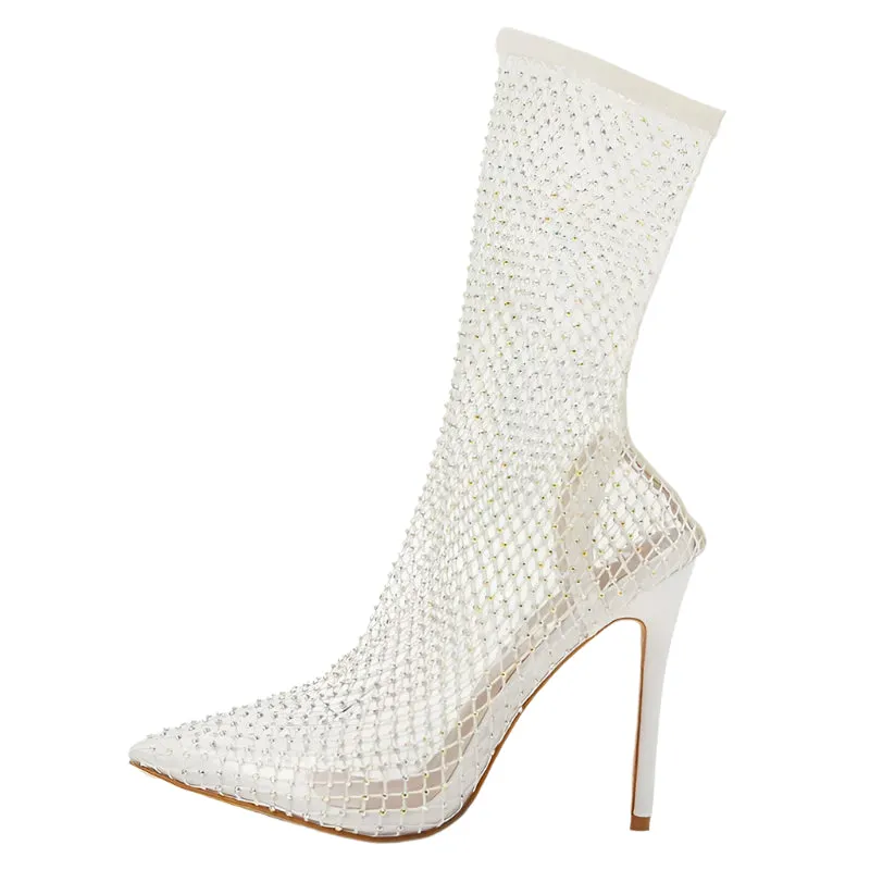 2025 Spring Crystal Mesh Pumps – Sexy High Heels, Pointed Toe Slip-On Party Shoes