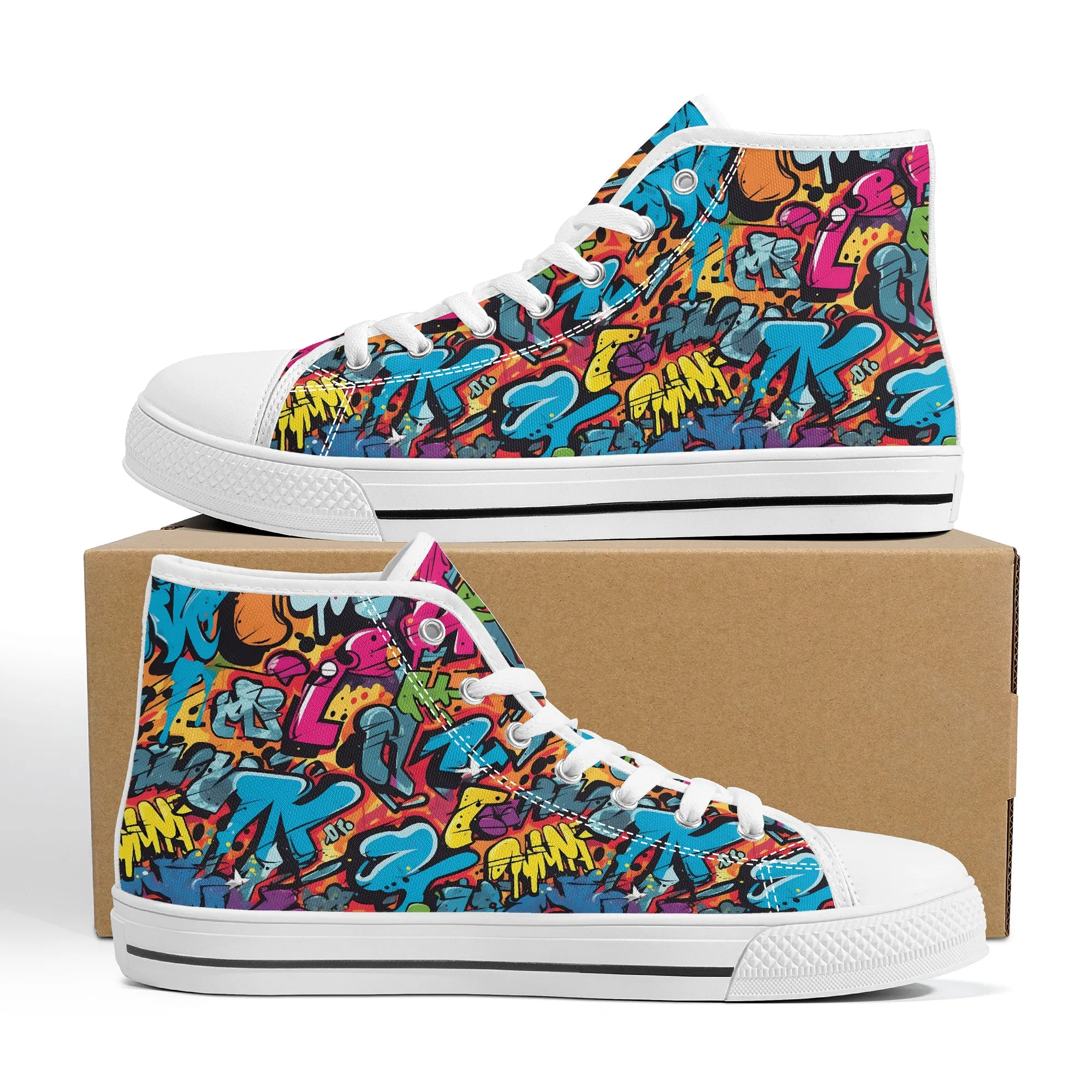 3D Abstract Graffiti Street Art Converse Style High Tops