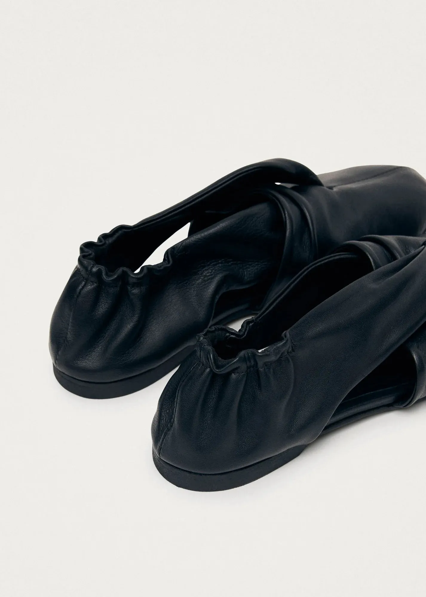 Alaula Black Leather Cutout Ballet Flats