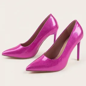 Amozae-Stiletto Heel Women Pointed Toe Pumps Shiny Silver Party Dress Shoes Gladiator Shoes Fashions Sexy Elegant Office High Heels