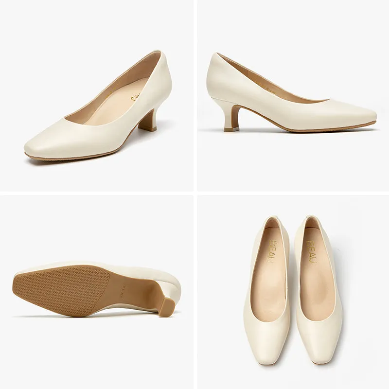 Beautoday Women Genuine Sheepskin Slip-on Pointed Toe Pumps