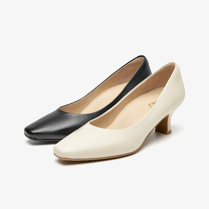 Beautoday Women Genuine Sheepskin Slip-on Pointed Toe Pumps