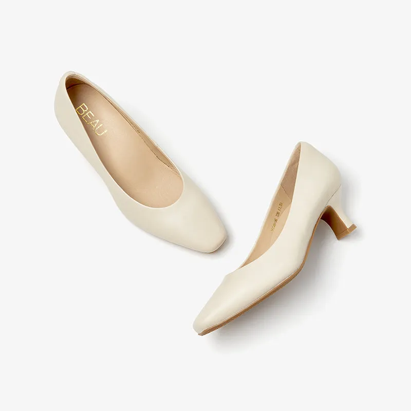 Beautoday Women Genuine Sheepskin Slip-on Pointed Toe Pumps