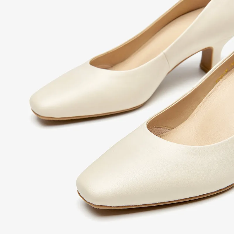 Beautoday Women Genuine Sheepskin Slip-on Pointed Toe Pumps