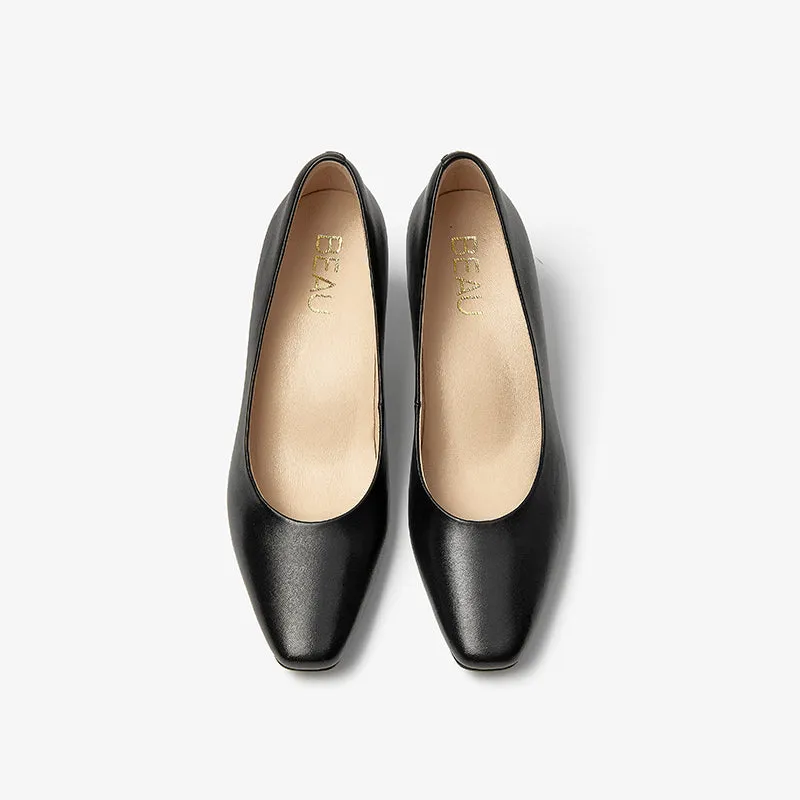 Beautoday Women Genuine Sheepskin Slip-on Pointed Toe Pumps
