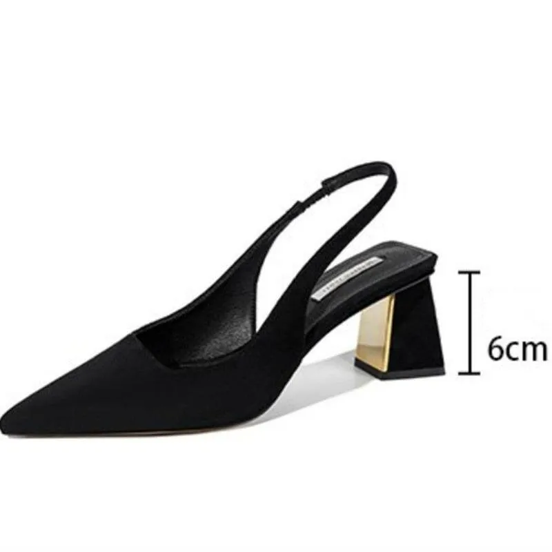 Black Sling Back High Heels Shoes