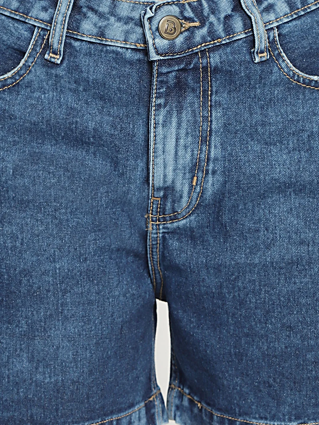 Blue High Mom Fit Shorts