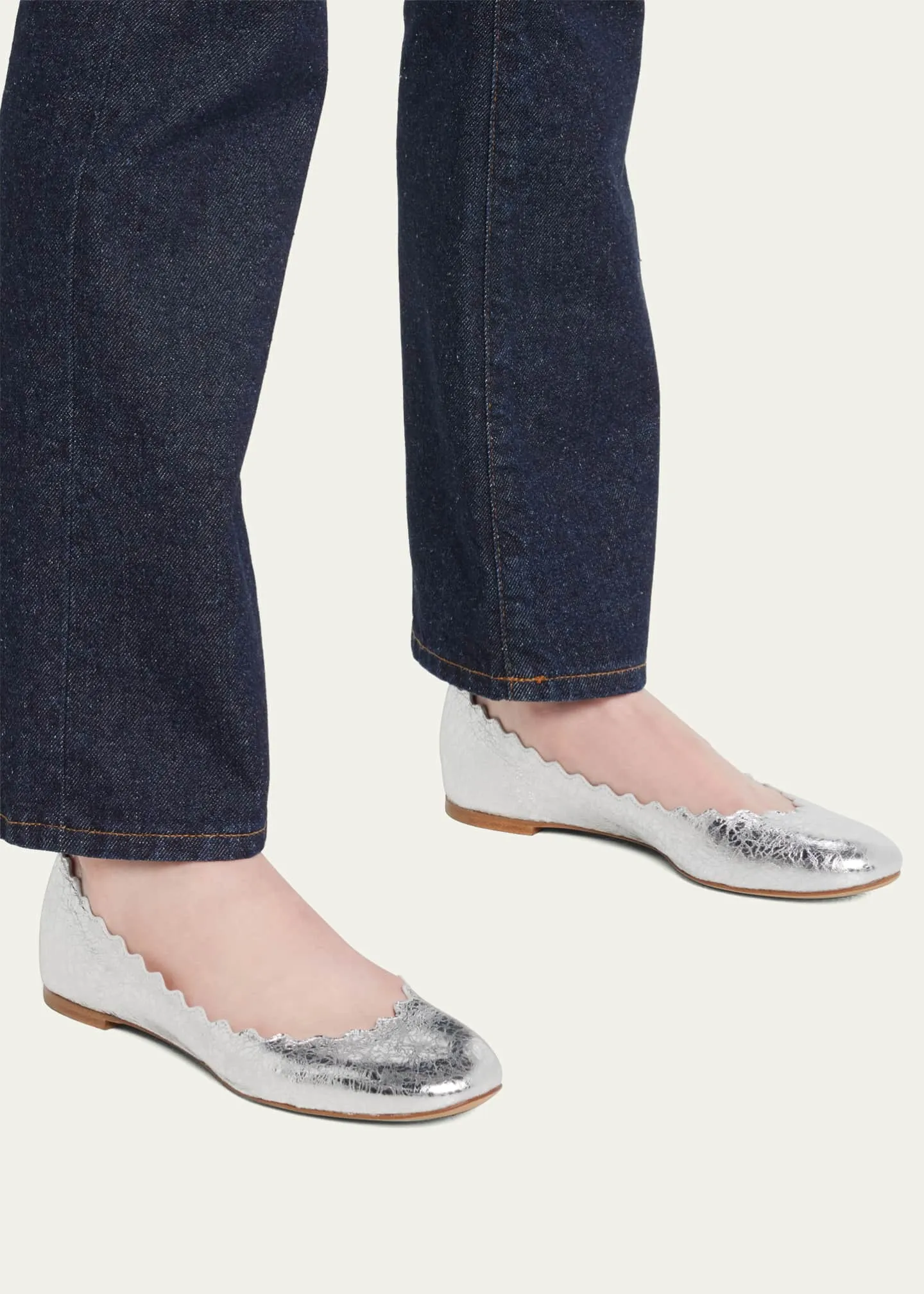 CHLOÉ LAUREN METALLIC BALLET FLATS