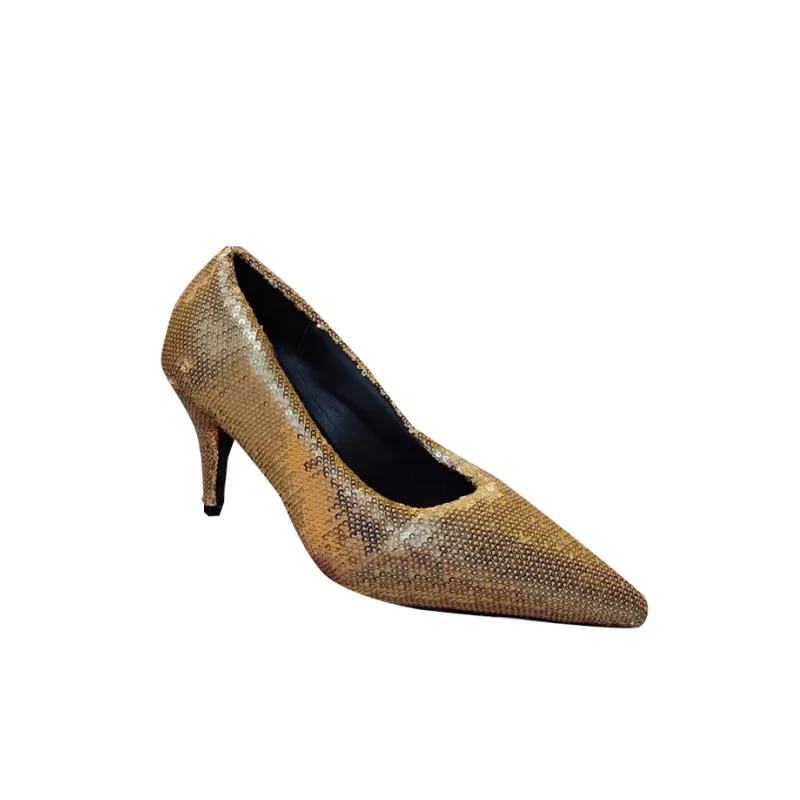 CUNAL Sequinned Mid Heel Pumps
