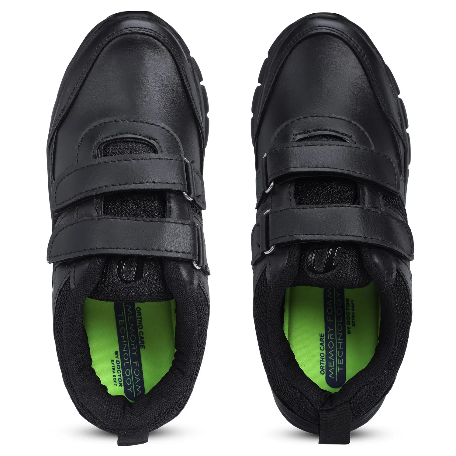 DOCTOR EXTRA SOFT D-3005 Lightweight EVA Gola Unisex-Child/Kids/Adults Black & White School Uniform Shoe with Memory Foam Cushion & Adjustable Hook Loop| Formal,Casual,Running|Comfortable & Anti-Skid Boys/Girls
