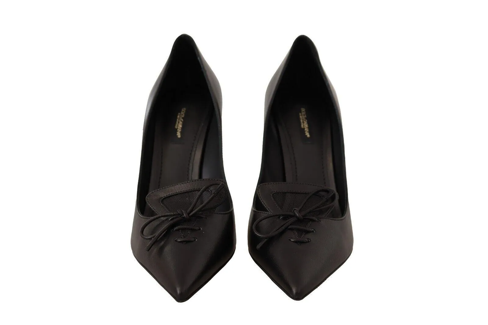 Dolce & Gabbana Black Leather Pointed Stiletto Heels Pumps Shoes