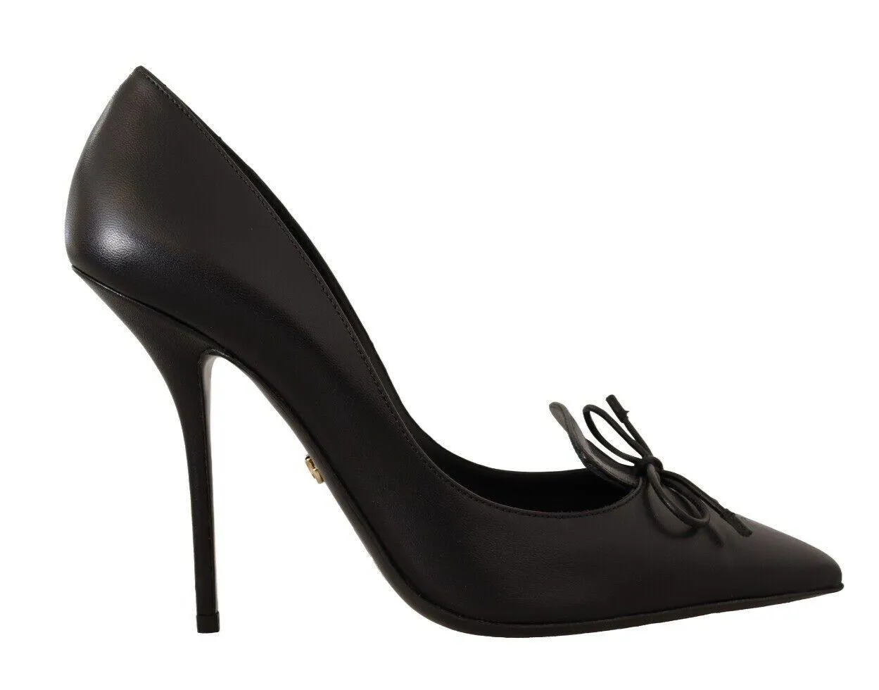 Dolce & Gabbana Black Leather Pointed Stiletto Heels Pumps Shoes