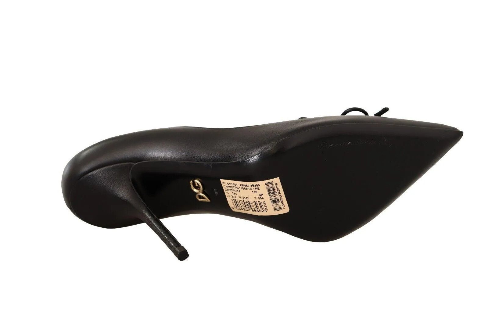 Dolce & Gabbana Black Leather Pointed Stiletto Heels Pumps Shoes