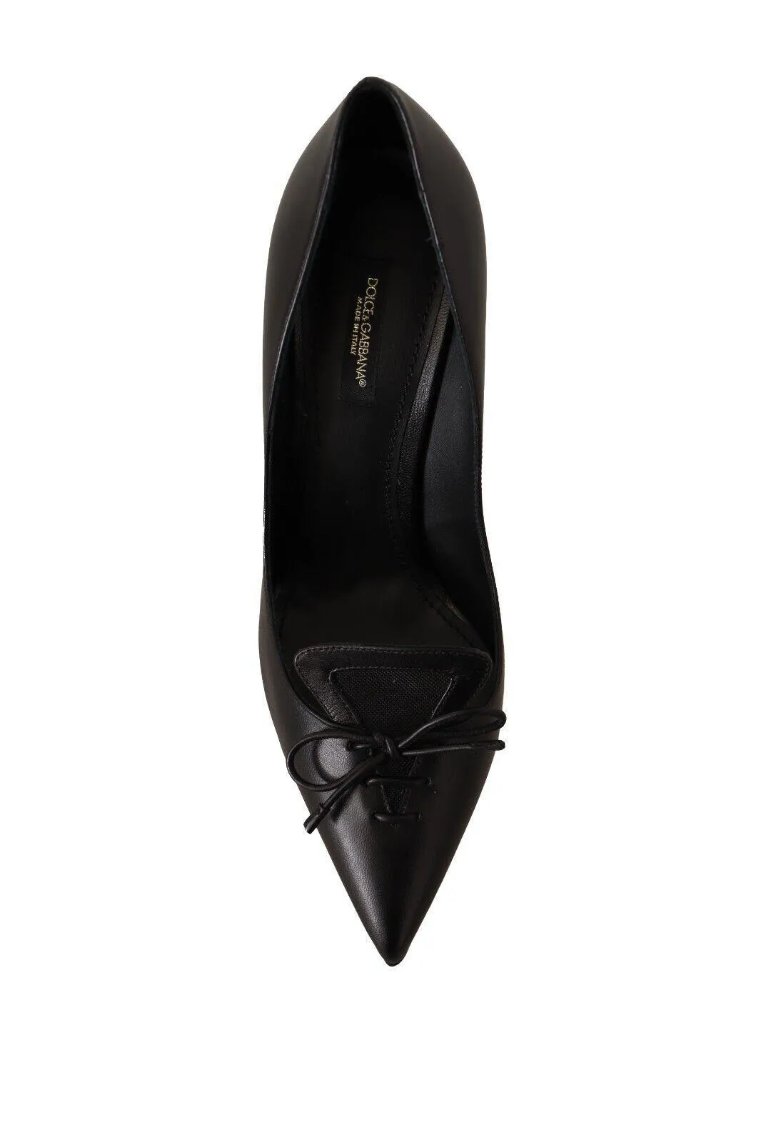 Dolce & Gabbana Black Leather Pointed Stiletto Heels Pumps Shoes