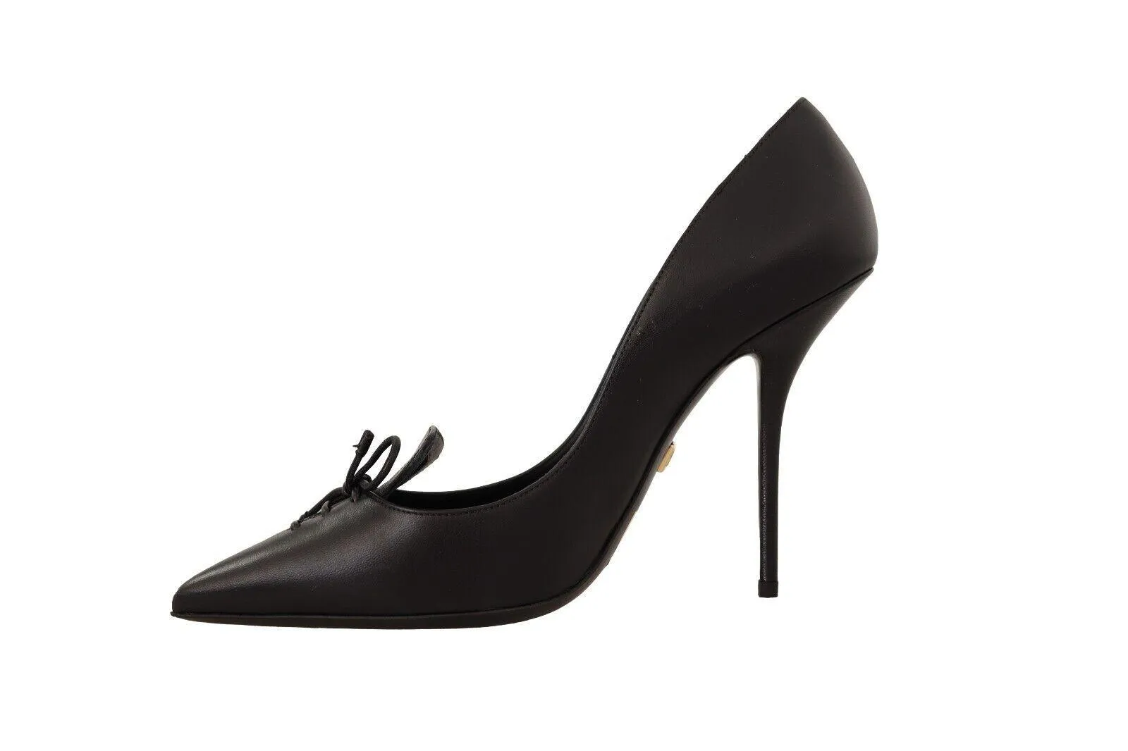 Dolce & Gabbana Black Leather Pointed Stiletto Heels Pumps Shoes