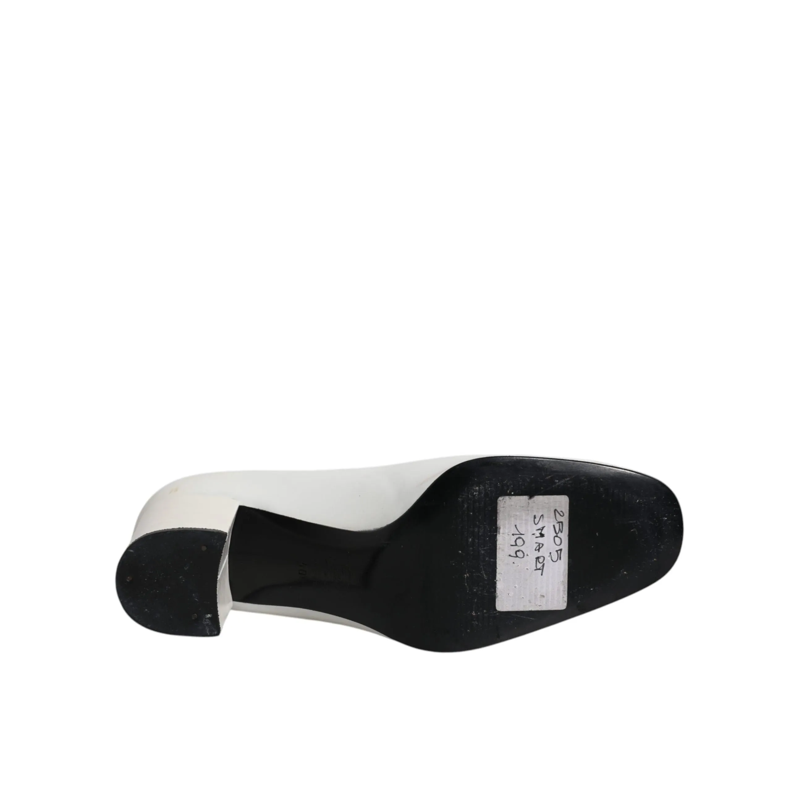 Dolce & Gabbana White Leather Block Heels Pumps Shoes