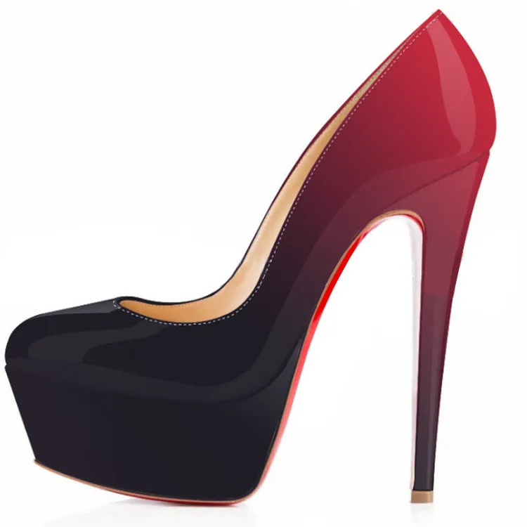 Dual Tone Patent Leather Sexy Pointed-toe Shallow Mouth Stiletto Heels Sandals