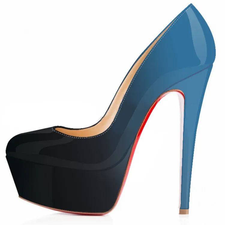 Dual Tone Patent Leather Sexy Pointed-toe Shallow Mouth Stiletto Heels Sandals