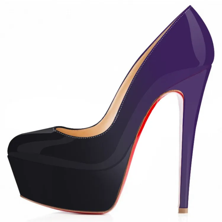 Dual Tone Patent Leather Sexy Pointed-toe Shallow Mouth Stiletto Heels Sandals