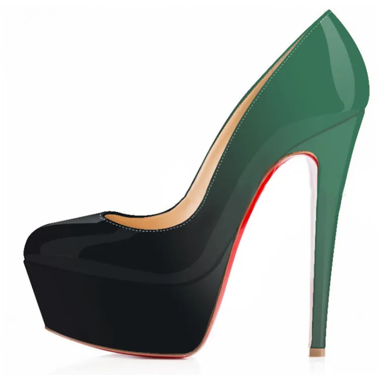 Dual Tone Patent Leather Sexy Pointed-toe Shallow Mouth Stiletto Heels Sandals
