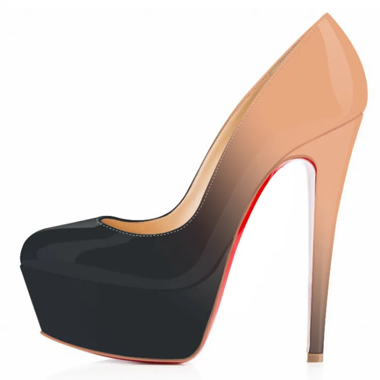 Dual Tone Patent Leather Sexy Pointed-toe Shallow Mouth Stiletto Heels Sandals