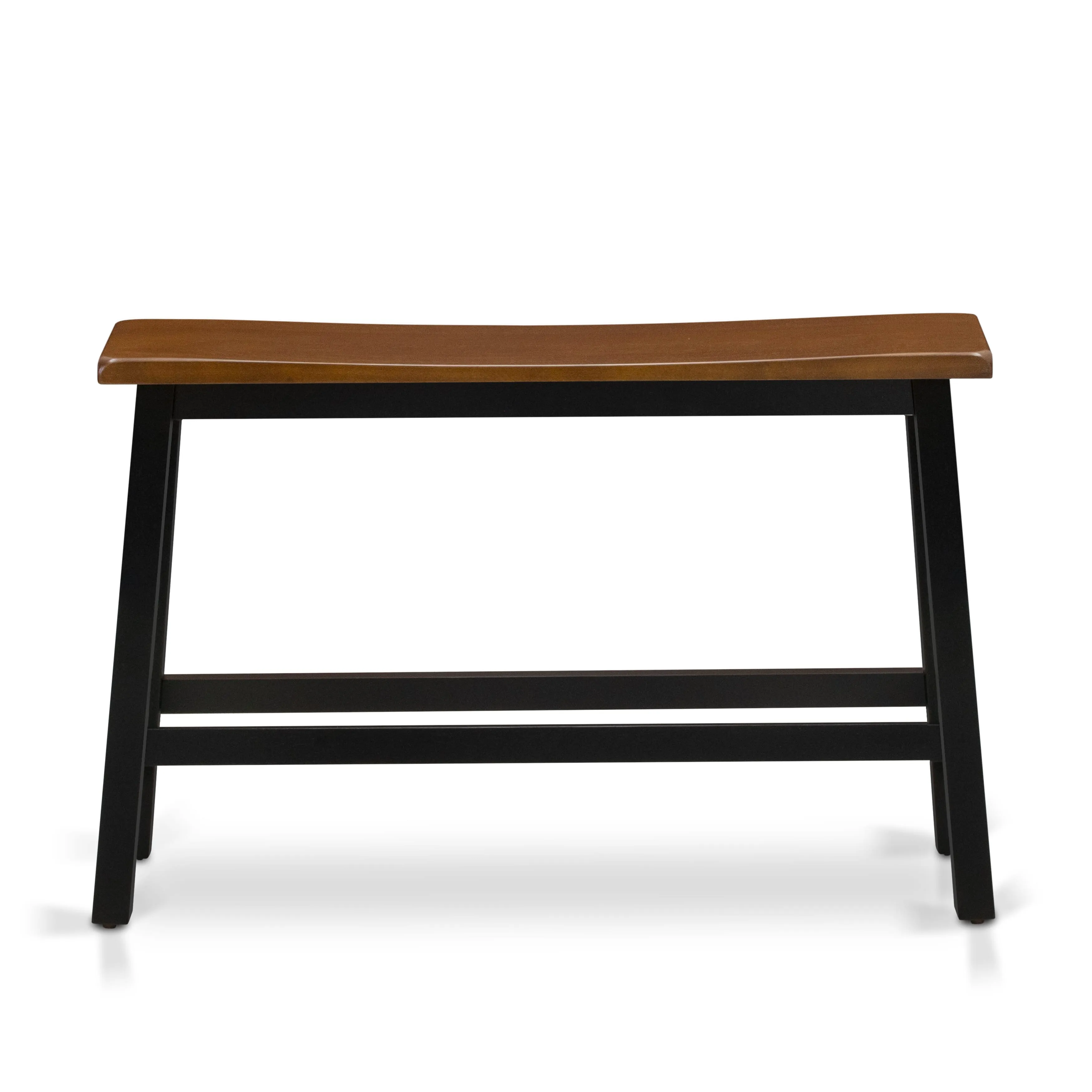 East West Furniture KATY4-BCH-W 4 Piece Dining Table Set Includes a Rectangular Dining Room Table and 2 Stools with a Bench, 24x47 Inch, Black & Cherry