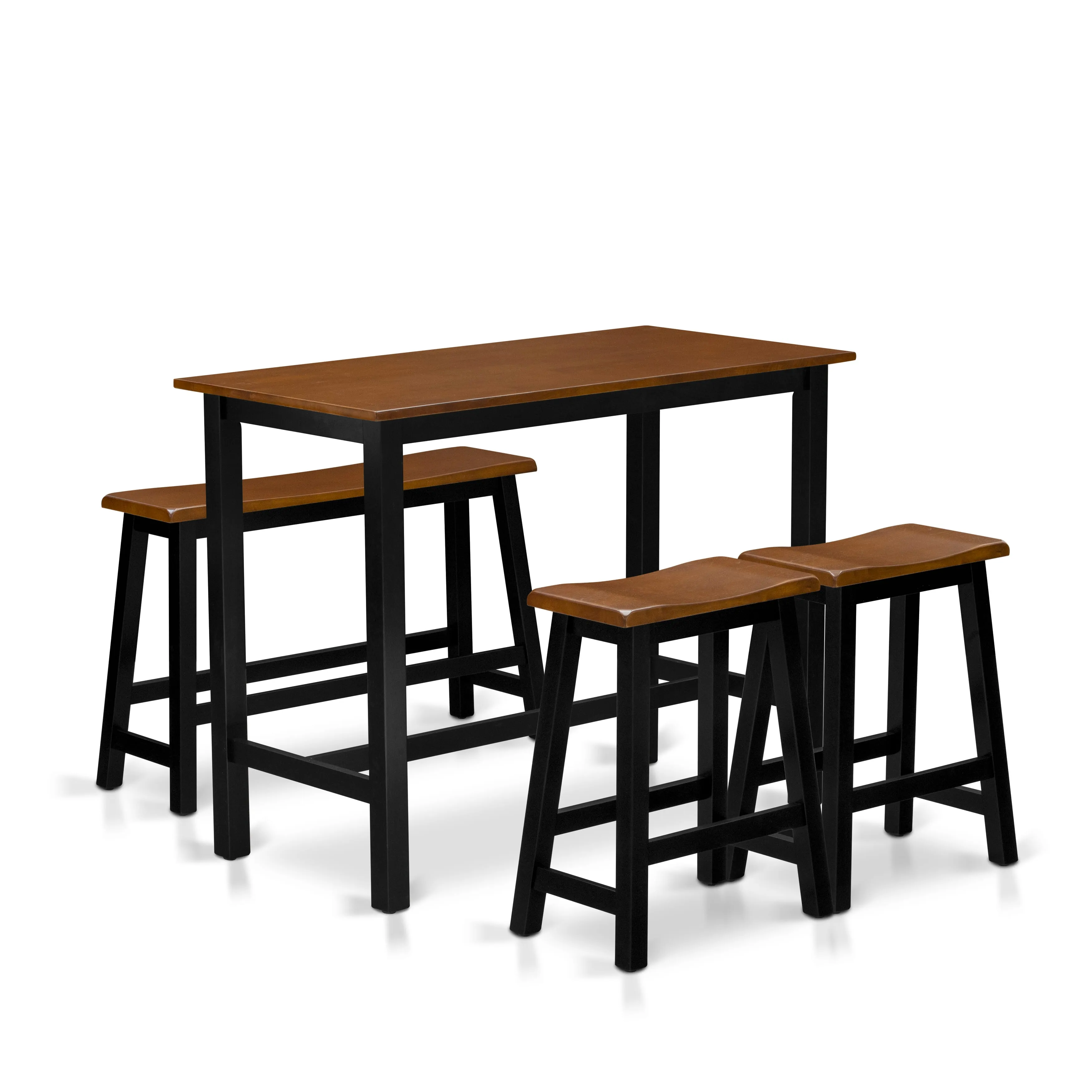 East West Furniture KATY4-BCH-W 4 Piece Dining Table Set Includes a Rectangular Dining Room Table and 2 Stools with a Bench, 24x47 Inch, Black & Cherry