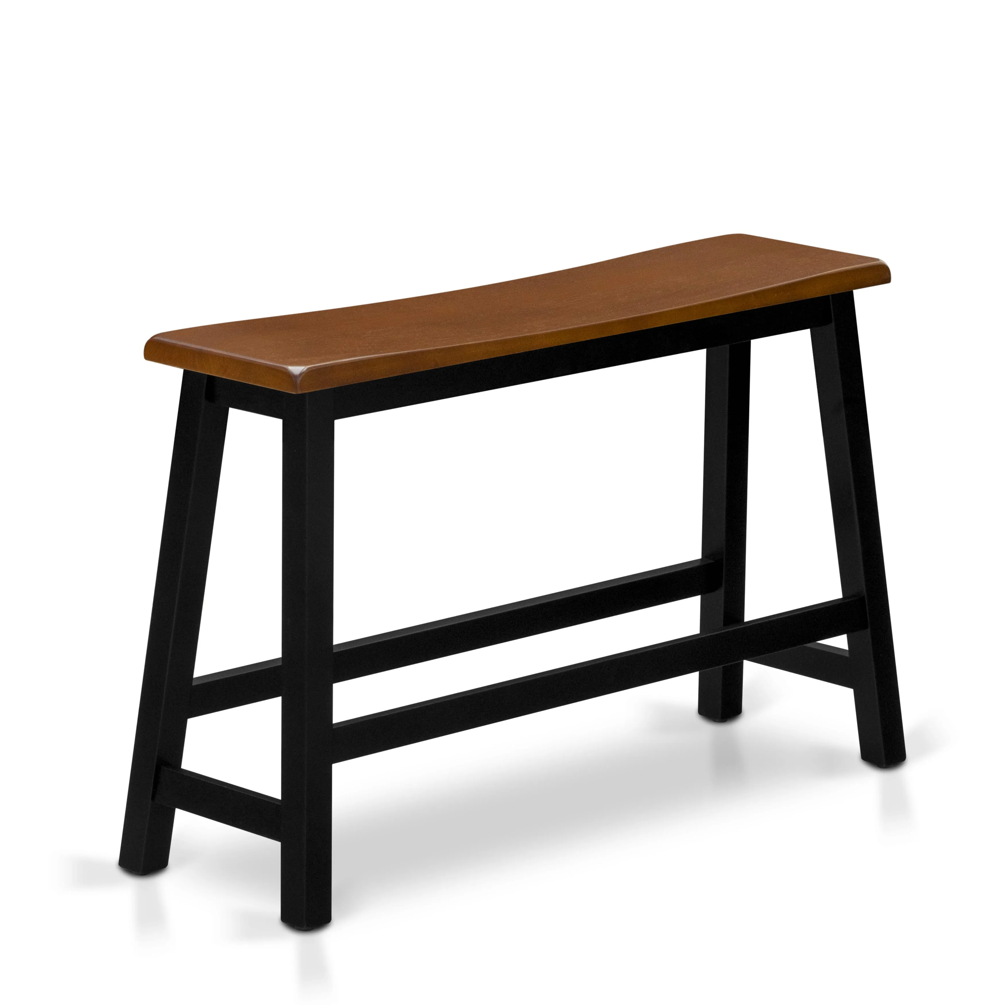 East West Furniture KATY4-BCH-W 4 Piece Dining Table Set Includes a Rectangular Dining Room Table and 2 Stools with a Bench, 24x47 Inch, Black & Cherry
