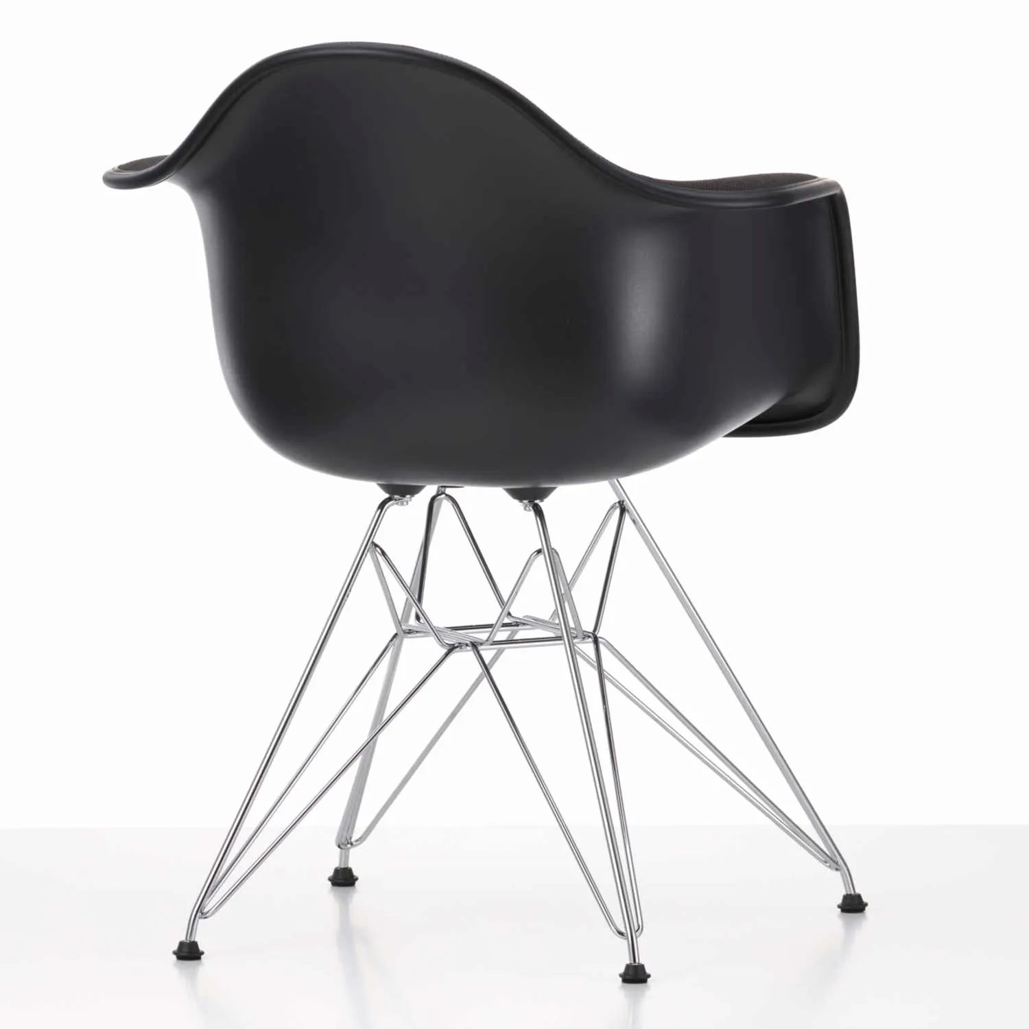Eiffel Chrome Wire Dowell Legs Dining Arm Chair Black DAR Set of 2
