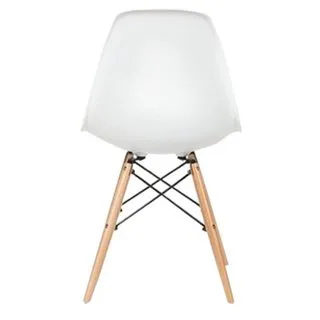 Eiffel Natural Wood Dowell Legs Dining Side Chair White DSW Set of 4