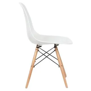 Eiffel Natural Wood Dowell Legs Dining Side Chair White DSW Set of 4