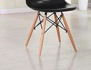 Eiffel Natural Wood Legs Dining Side Chair Black DSW Set of 4