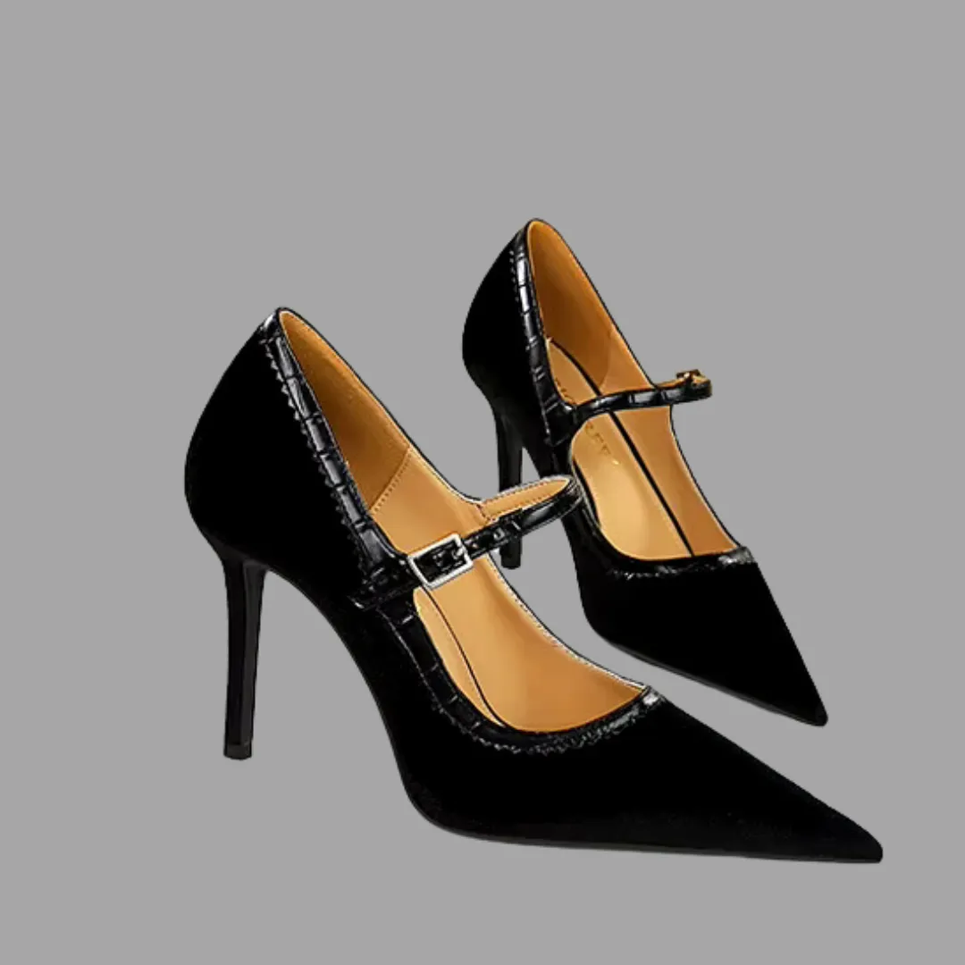 Elegant Suede High Heels - Black