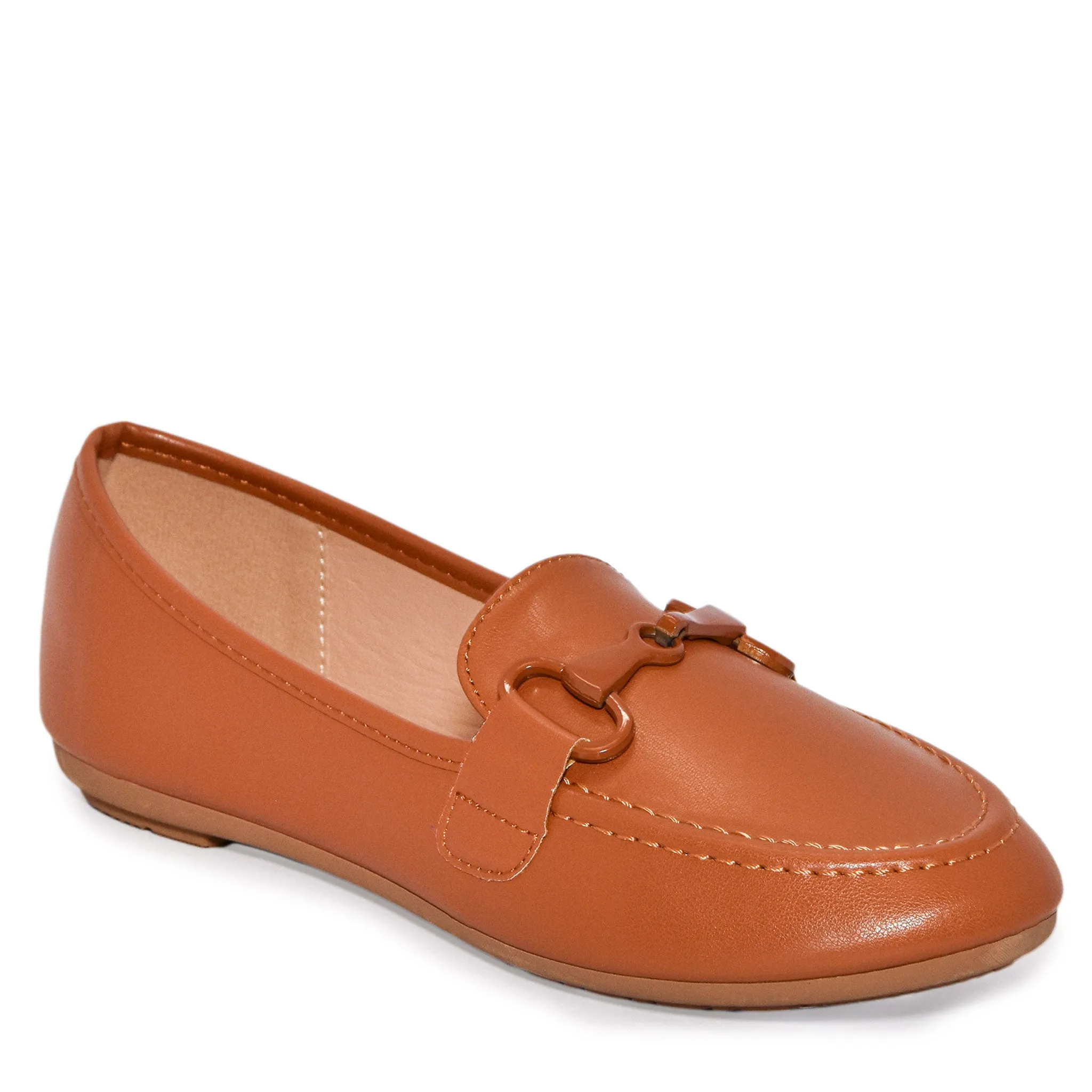 ELLIS-01 Classic Almond Toe Metal Hardware Loafer Flats