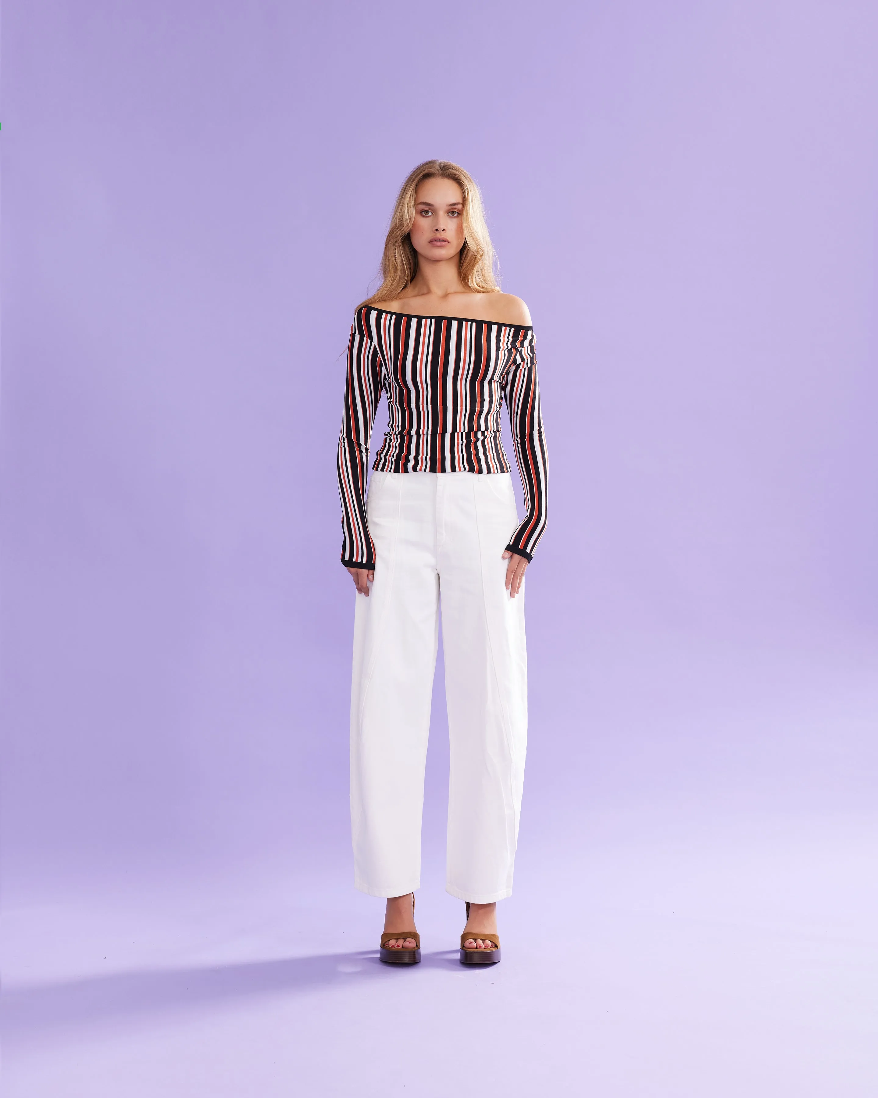 EMMA KNIT LONG SLEEVE  RETRO BLACK STRIPE