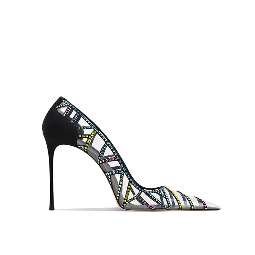 HOICA Diamante PVC Mid Heel Pumps - 8cm
