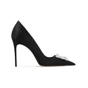 HOIME Diamante Bucked Mid Heel Pumps - 6cm