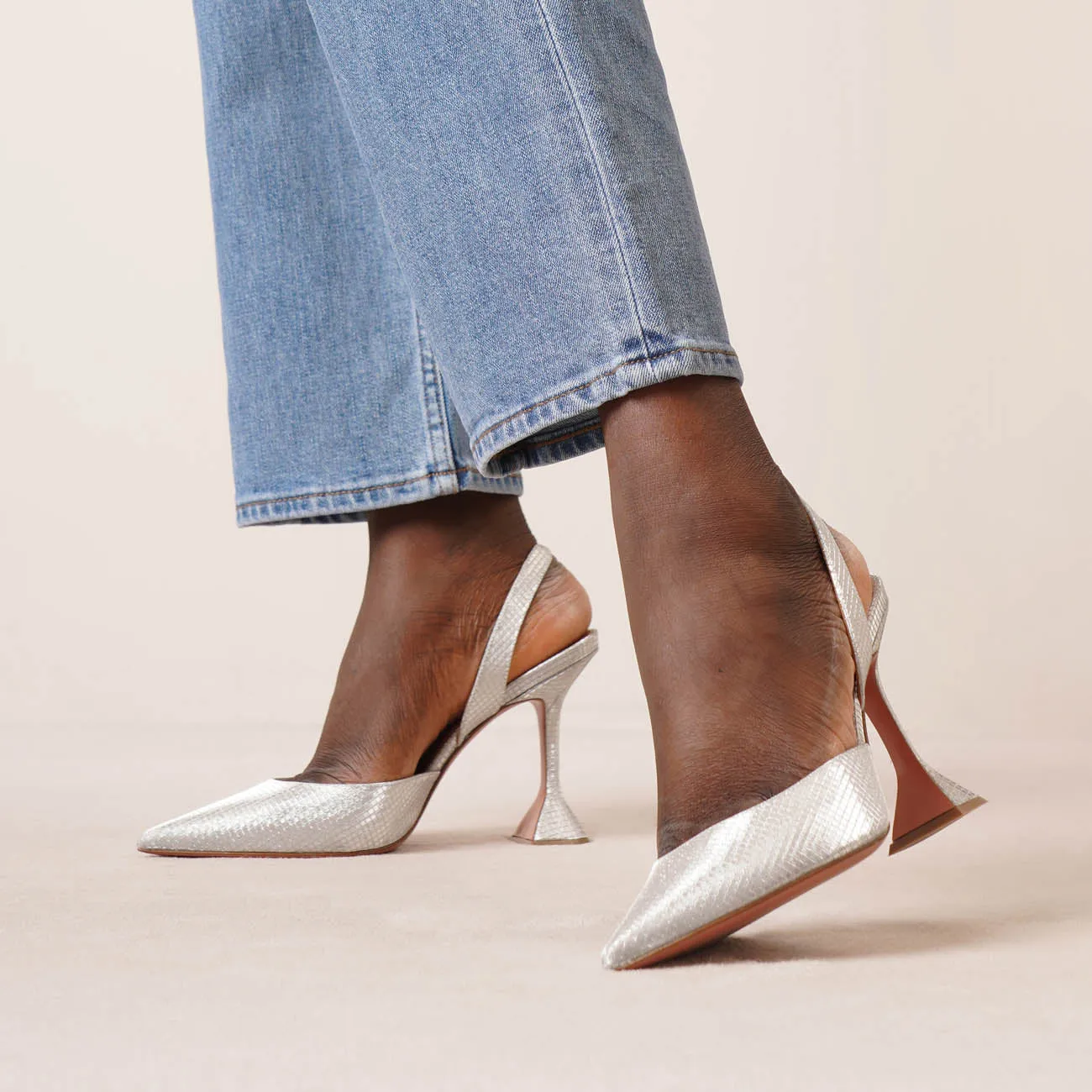 Holli sling silver metallic pumps