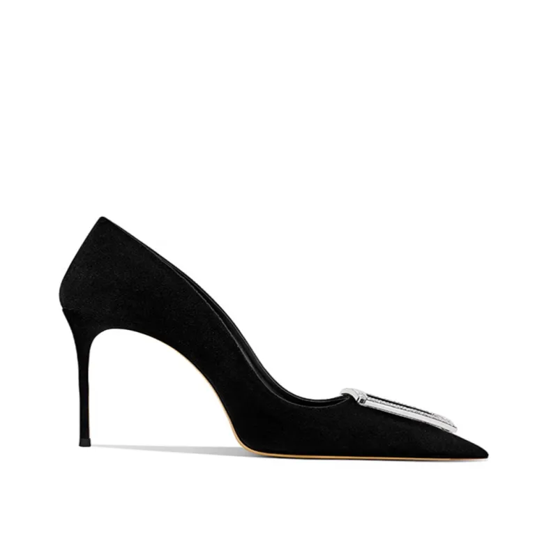 JANUH Diamante Buckled Mid Heel Pumps - 6cm