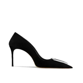 JANUH Diamante Buckled Mid Heel Pumps - 6cm