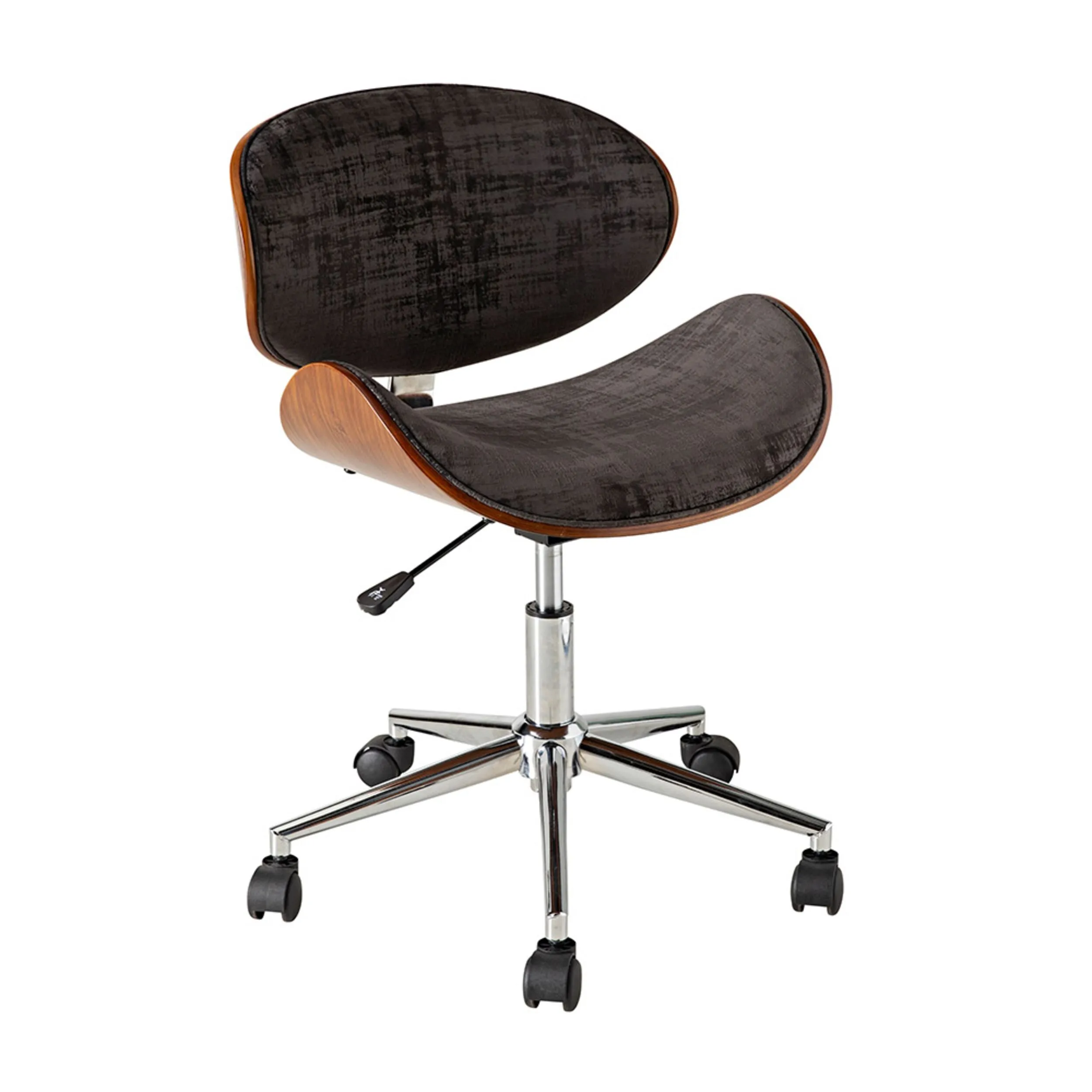 Jetson Desk Chair Timber Veneer Back Brushed Basalt Velvet