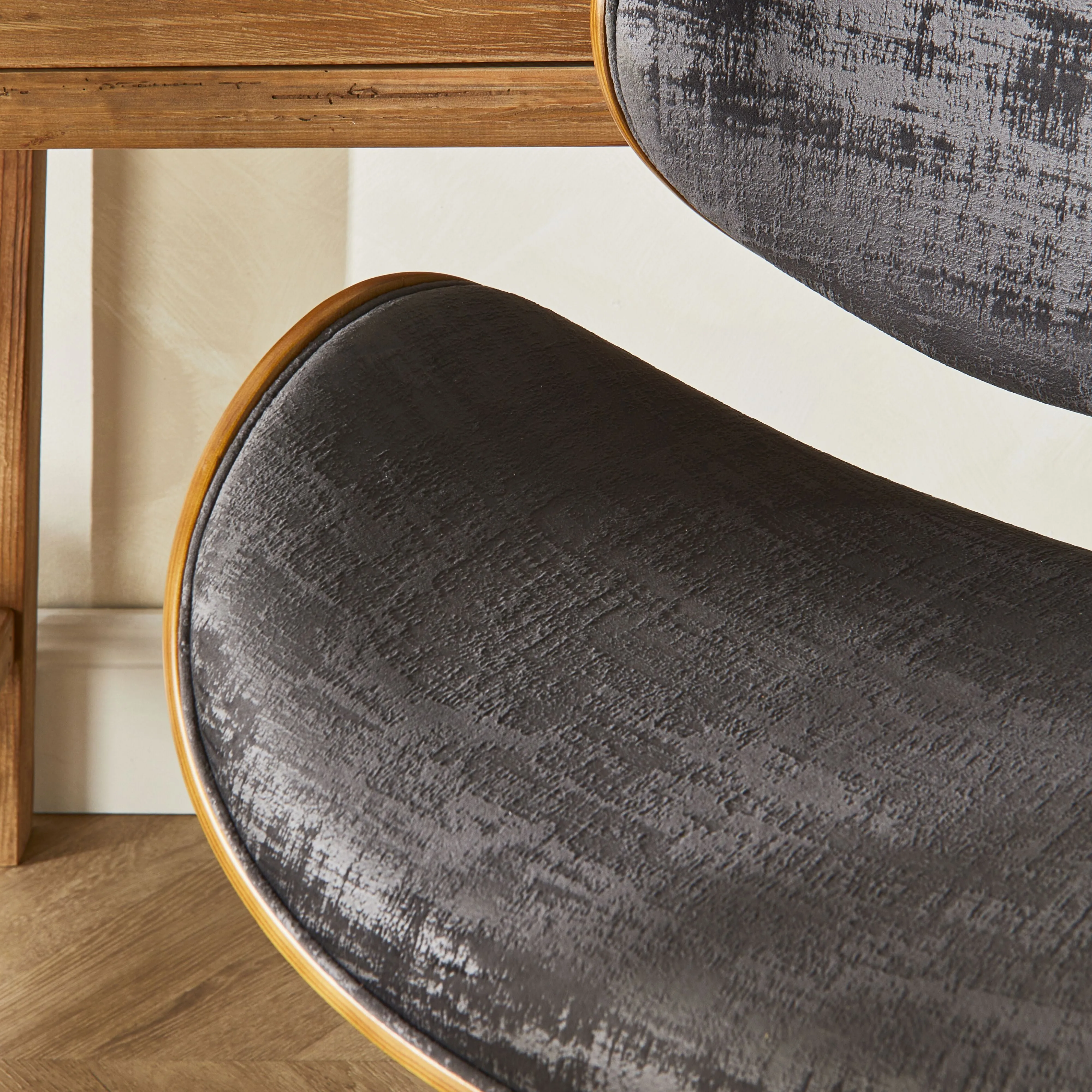 Jetson Desk Chair Timber Veneer Back Brushed Basalt Velvet