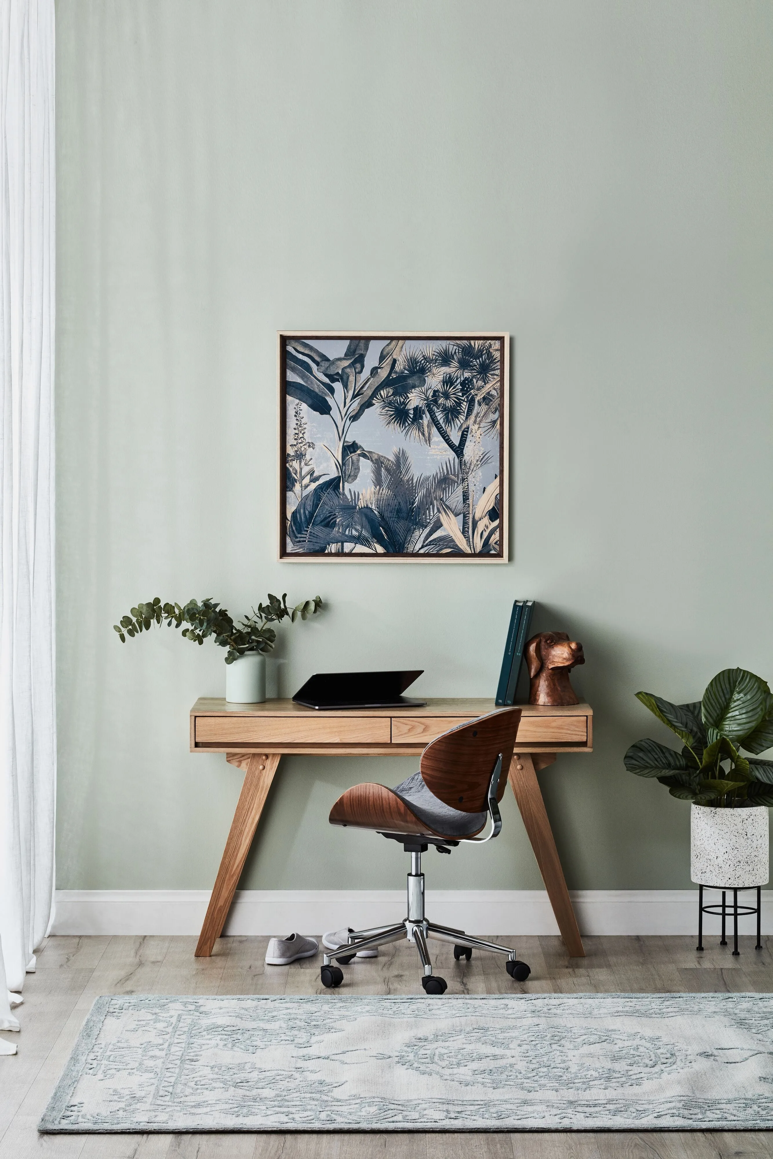 Jetson Desk Chair Timber Veneer Back Brushed Blue