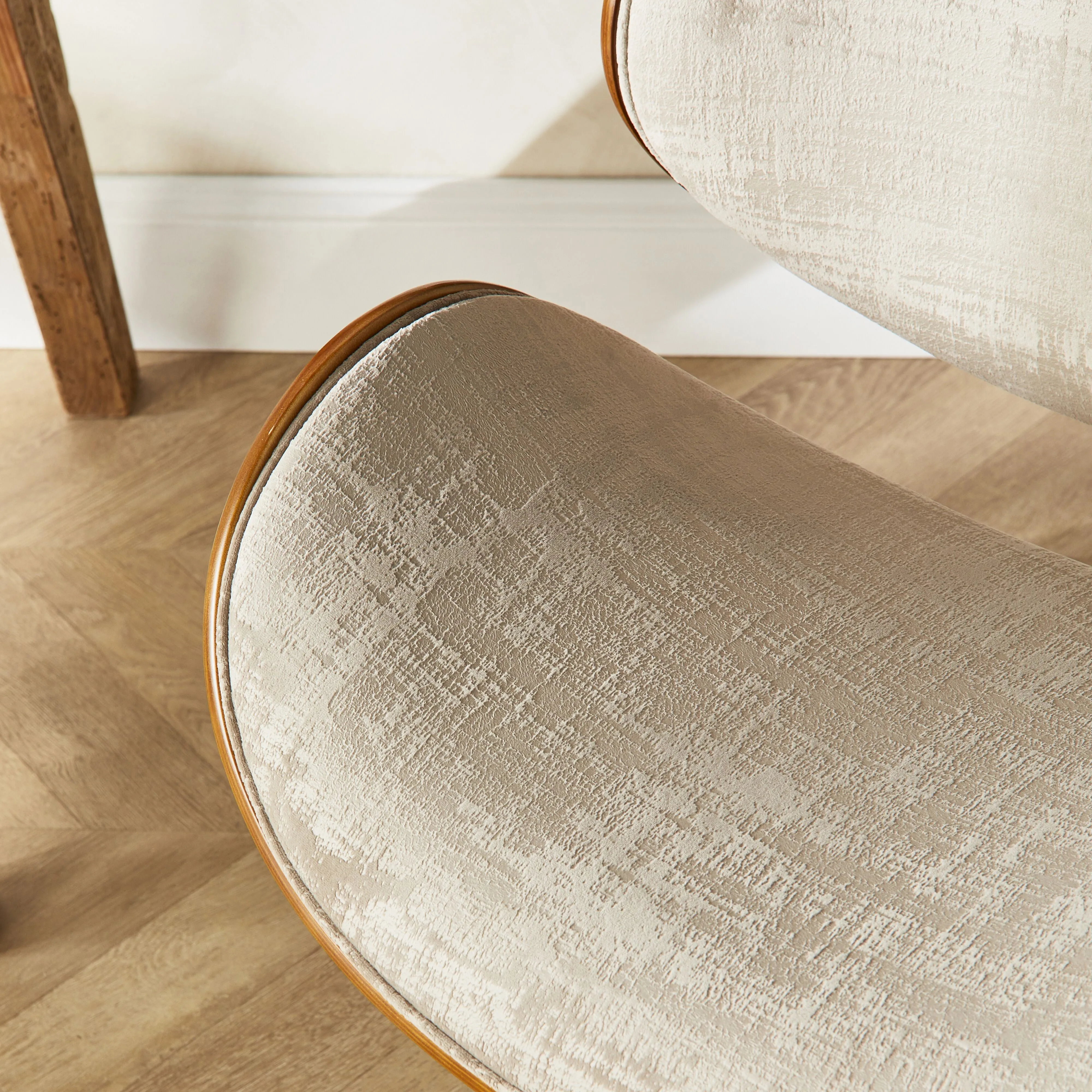 Jetson Desk Chair Timber Veneer Back Brushed Pebble Velvet