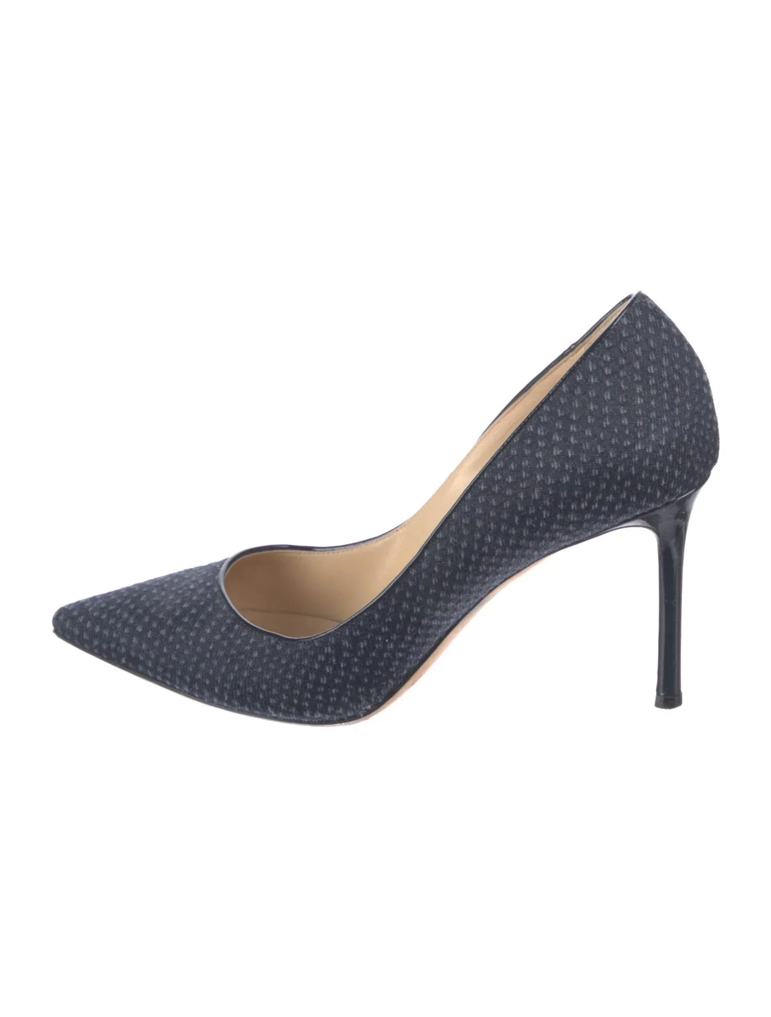 JIMMY CHOO ROMY PRINTED DENIM PUMPS