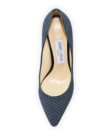 JIMMY CHOO ROMY PRINTED DENIM PUMPS