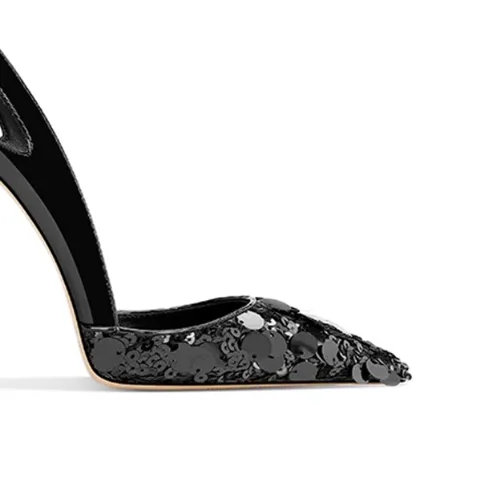 KEMJA Sequinned Cut Out Mid Heel Pumps - 8cm