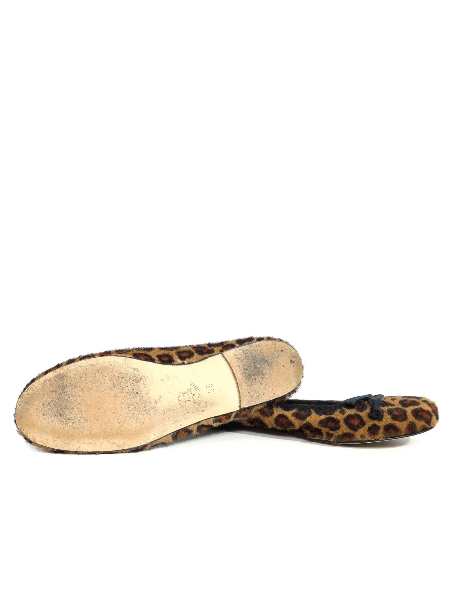 Leopard Print Calf Hair Ballet Flats